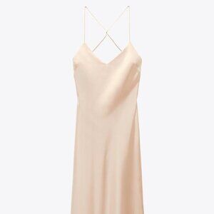 Zara Satin Slip Dress  l  XS  l  Salmon Pink